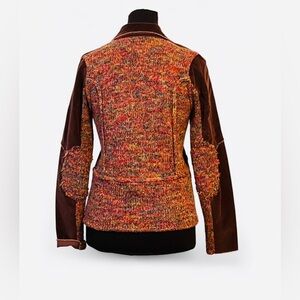 ONE GIRL WHO vintage velvet corduroy with back multicolor cotton knit detail.